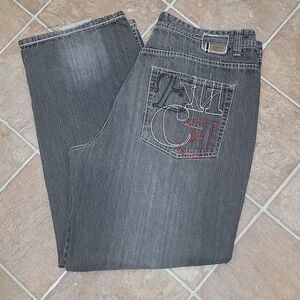 Enyce Baggy Loose Y2K Blackwash Men's Embroidered Bold Stitch Jeans Size 40 x 32